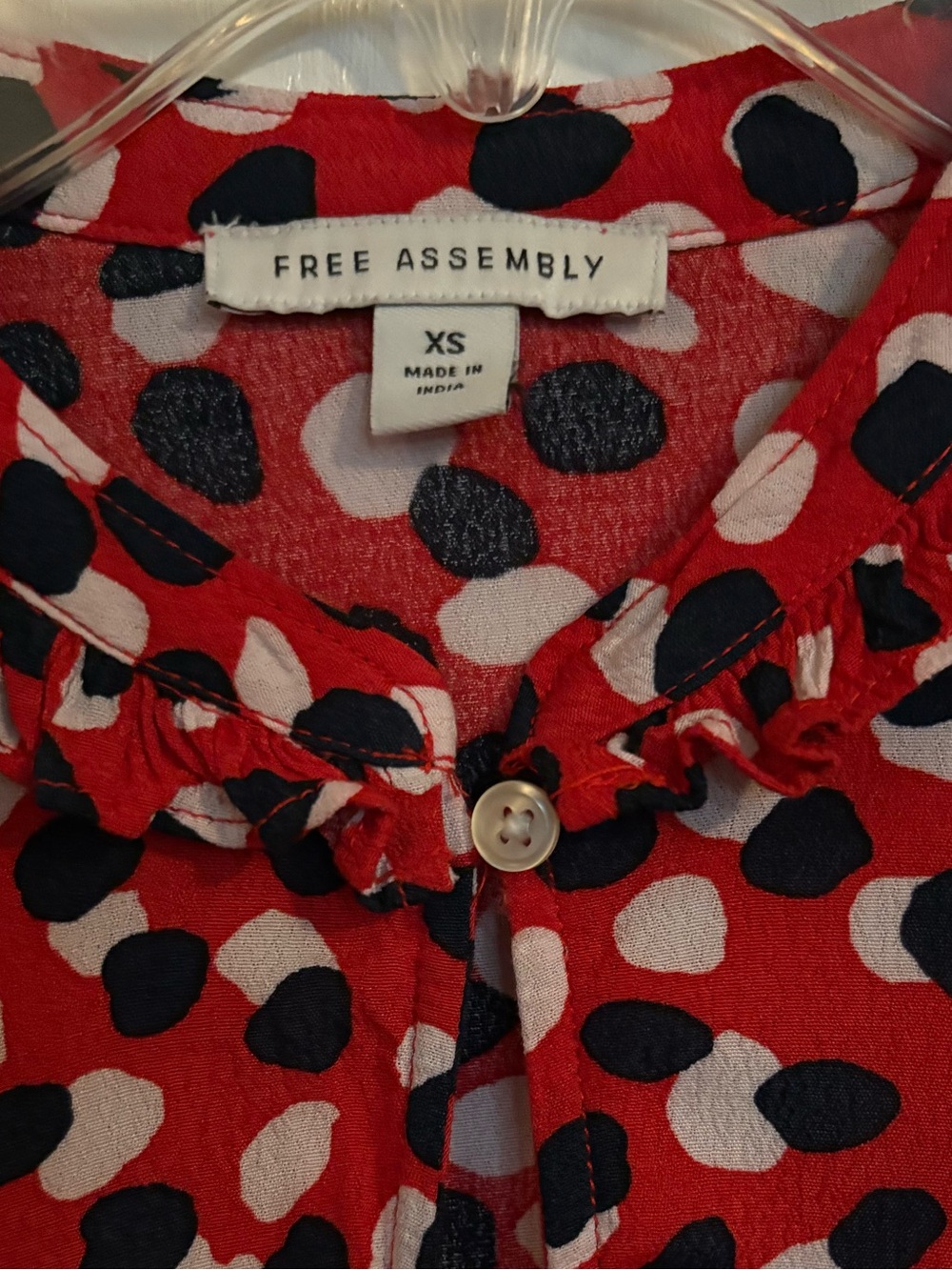 Free Assembly Red Abstract Spot Ruffle-Hem Tunic XS - Picture 7 of 14